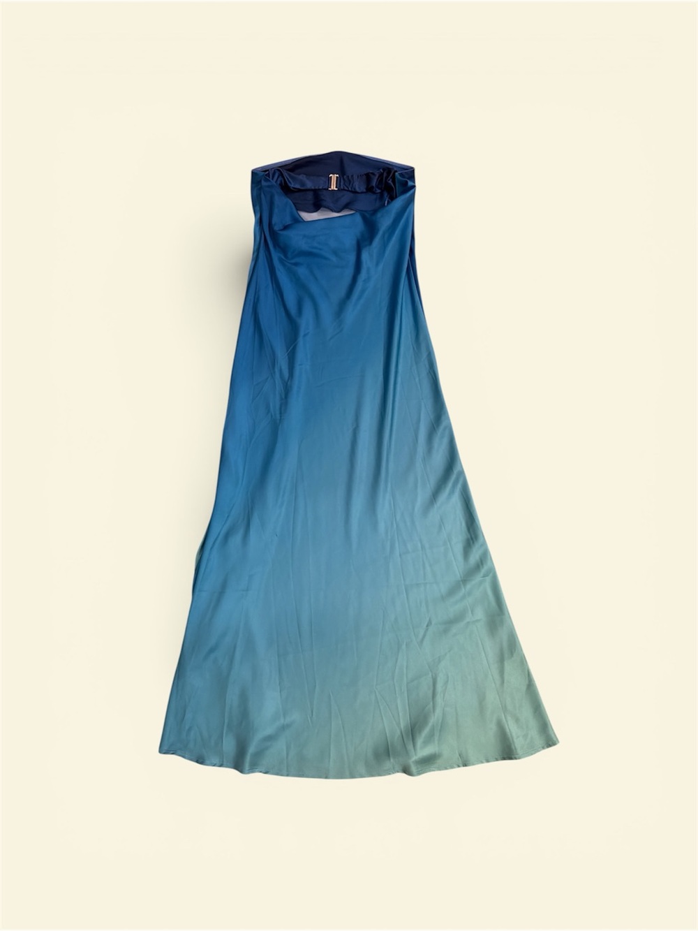 12th Tribe Natalia Blue Ombre Strapless Satin Slip Maxi Dress Medium - Picture 6 of 8